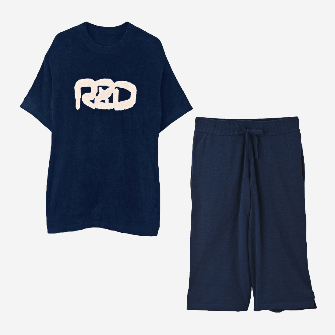 【ReZARD】SETUP Towel fabric Room Wear Small Logo（Cropped pants）(Navy)